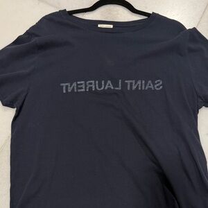 Saint Laurent Navy Tonal Logo T-Shirt